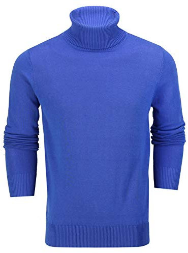 Xposed Mens Roll Neck Jumper Soft Cotton Fine Knitted High Turtle Polo Pullover Top[JUMPER-G1808,XL,Royal Blue]