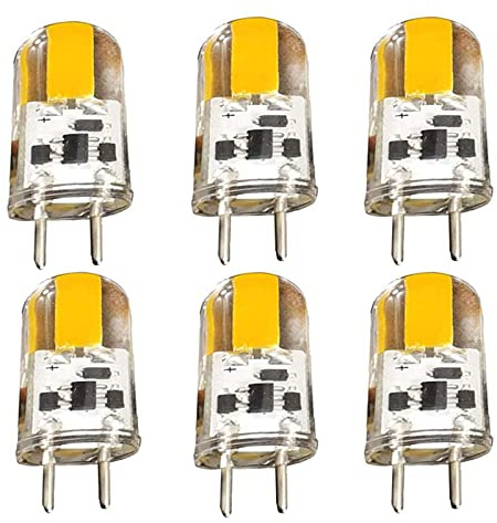 Lxcom Lighting 2W GY6.35 Dimmable LED COB Light Bulb (6 Pack)- Warm White 3000K LED Light Bulb 170LM T4 JC Type G6.35/GY6.35 Base 15W Halogen Bulbs Equivalent AC/DC 12V for Accent Landscape Lighting