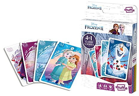 Shuffle Frozen 2 Card Games For Kids - 4 in 1 Snap, Pairs, Happy Families and Action Game, Great Gift For Kids Aged 4+