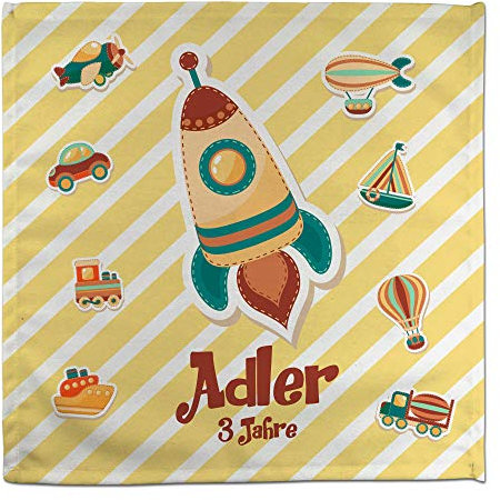 Servietten Kindergeburtstag mit Namen/Schuljahr. Schulanfang Geschenk. Etliche Motiven. Rakete