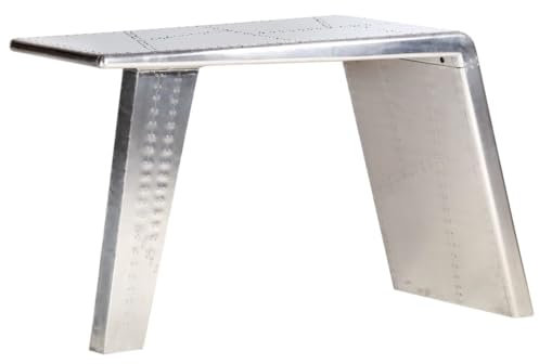 vidaXL Aviator Schreibtisch Flieger Computertisch Bürotisch PC Tisch Laptoptisch Arbeitstisch Tisch Büro Silbern 112x50x76cm Metall