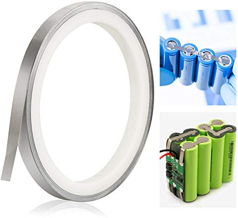 DURANTEY 10m Nickel Platte Band 0.1 * 8mm Nickel Streifen Löten Nickelstreifen Li-Po Akku, NiMh und NiCd Batterie Nickelband 18650 Nickelplatten Schweiß-Zubehör für Batterie Schweißen Punktschweiß