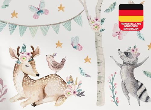 Osomhome | Wandtattoo Kinderzimmer Waldtiere I Wandsticker Jungenzimmer Kinderbilder Tiere | Wanddeko Babyzimmer Kindertapete Wald | os3670 (250x150cm)