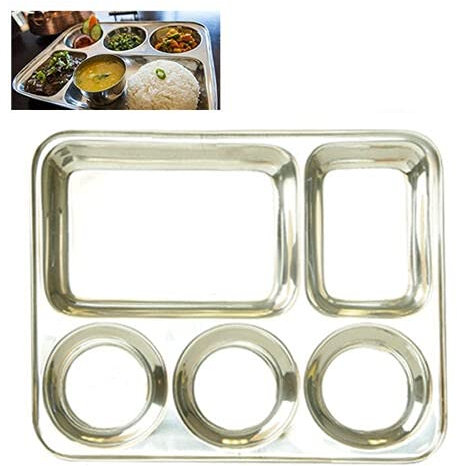 GPH 5 Compartment Stainless Steel Food Tray Dinner Plate Indian Style Thali (4)