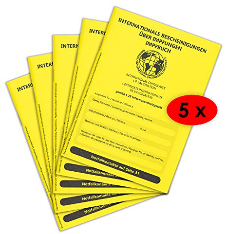 WEIDEBACH® Impfpass mit Notfall-Seite, inkl. Impfkompass (5 Stk) | Notfall-Seite, Impfausweis, Impfbuch, internationaler Impfpass Erwachsene, u-heft