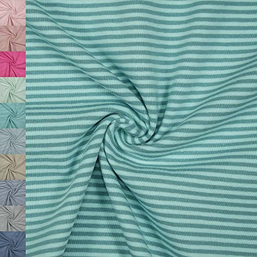 Jersey Stoff Noah, gestreift 2mm, hellmint/dunkelmint (50cm x 150cm)