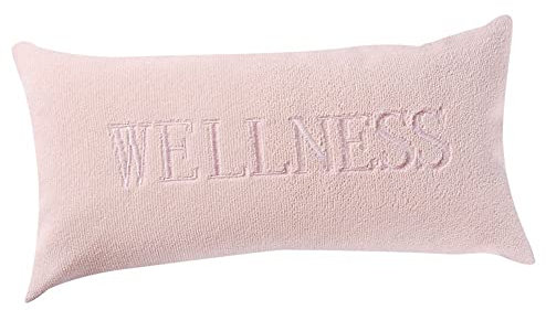 PANA® Badewannenkissen (20x40 cm) • Bequemes Kissen für Badewanne • Nackenkissen Badewanne • Kopfstütze Wanne • Polster Badewanne • Schnell trocknend • Rosé mit Wellness Schriftzug