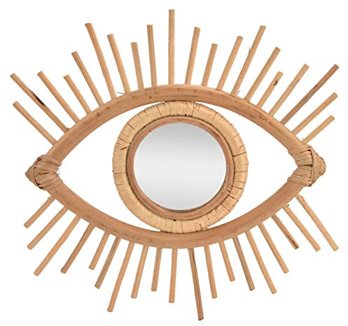 Dekorativer Augen-Rattan-Spiegel, Künstlerische Augenform-Wand-Dekor Rattan Gewebter Nordischer Schminkspiegel Wandbehang-Spiegel für Zuhause Hotel Badezimmer Schlafzimmer Wohnzimmer Dekoration