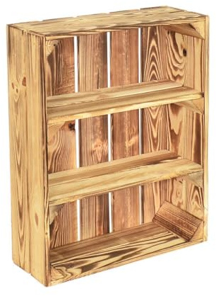 CHICCIE 3 Set Holzregal Schmalhanz 50x40x15cm - Hell Geflammt 2X Kurzes Regal