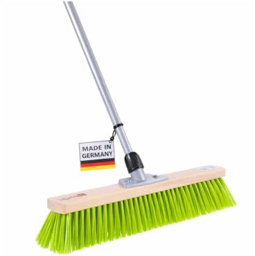 Profi Gartenbesen Besen 60cm mit Teleskopstiel Stiel neon-grüne Borsten