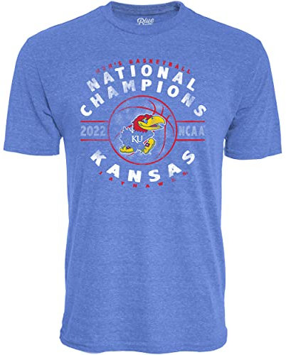 Blue 84 Herren NCAA Kansas Jayhawks National Basketball Champions 2022 Tri-Blend Team Farbe T-Shirt, königsblau, Small