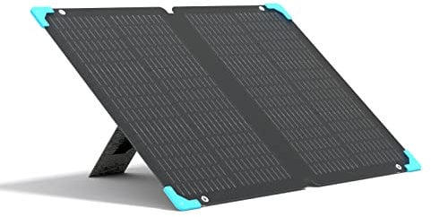 Renogy Panel solar portátil de 80 W para central eléctrica, panel solar monocristalino plegable impermeable con soportes ajustables, para caravana, autocaravana, fuera de la red