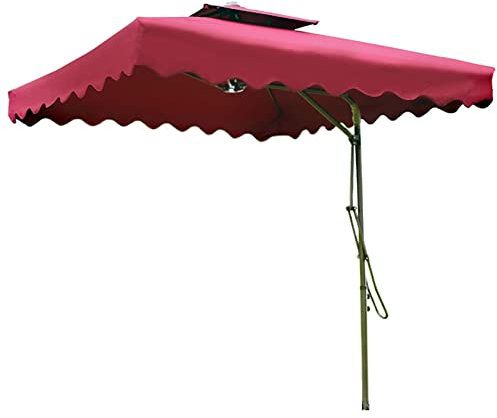Ampelschirm Rechteckig 2x2 Sonnenschirm Balkon mit Knickbar Gartenschirm UV Schutz 40+ Sonnenschirm Balkon Klein für Terrasse und Terrasse, Ohne Ständer (Color : Wine red, Size : 2.2 * 2.2m)