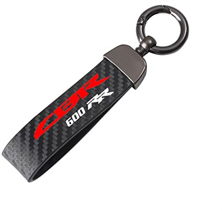 Motorrad Schlüsselanhänger Motorrad Kohlefaser Leder Seil Schlüsselanhänger Schlüsselanhänger Für Honda CBR 600 RR CBR 600RR CBR600rr 2003-2007 2006 (Farbe : Schwarz, Size : Normal)