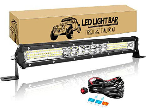 Willpower 15 Zoll 38CM 144W Led Arbeitsscheinwerfer Bar Flutlicht Spot Combo Led Scheinwerfer 12V 24V Wasserdicht IP67 Led Bar für Offroad Auto Traktor LKW Zusatzscheinwerfer Lightbar mit Kabelbaum