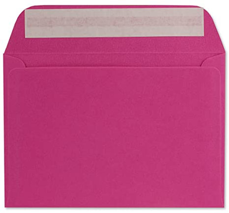 50 DIN C6 Brief-Umschläge Pink - 11,4 x 16,2 cm - 90 Gramm Haftklebung Standard Brief-Kuverts für Taufe & Einladungen von Ihrem Glüxx-Agent