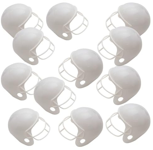 S&S Color-Me White Football Helmets, Personalize with Team Logo & Colors, Decorate with Permanent Markers, Paint or Stickers, Camp, Sports, Plastic, Decorative Use Only, 6” x 4-1/2, Pack of 12