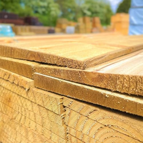 6ft Wooden Feather Edge Fence Boards, Treated 125mm Timber (10 Pack)