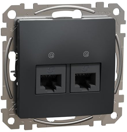 Schneider SDD114462 Double prise RJ45 Cône Cat6 Utp Anthracite (EAN 3606481467249)