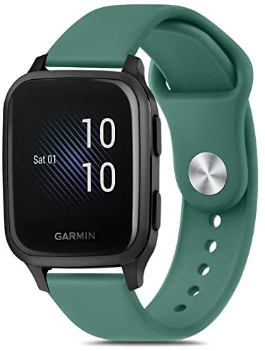 Bracelet de Montre 20 mm pour Garmin Venu Sq Music/Sq 2/2/2 Plus, Silicone pour Homme Femme avec Bouton en Acier Inoxydable Libération Rapide, Vert