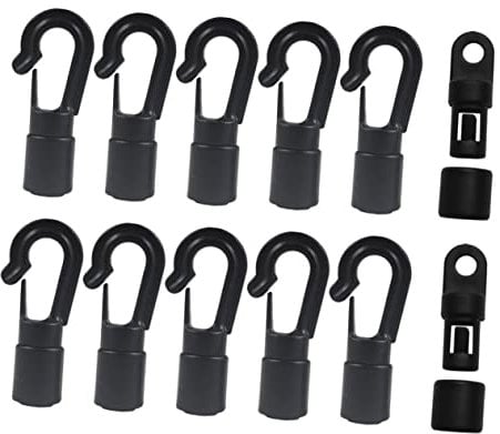 CORHAD 12pcs Bungee Cord End Hooks Elastic Cord Terminal Ends for Kayaks and Boats Type A Hooks Water-resistant Design for Secure Cordage