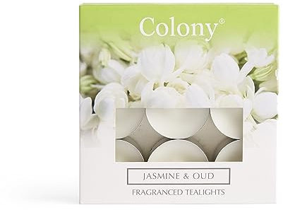 Wax Lyrical, Colony Jasmine & Oud Tealights, White