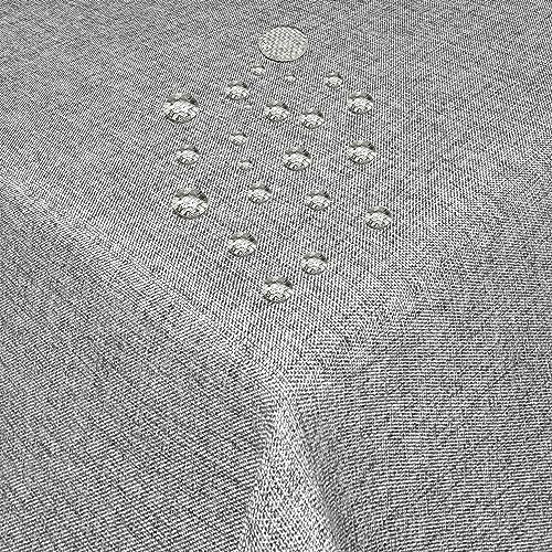 Tischdecke Stoff Damast Leinen-Optik Jacquard mit Fleckschutz rund 140 cm Grau