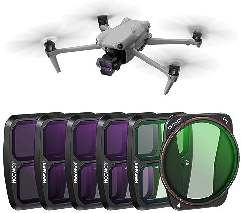 NEEWER ND CPL UV Filter Set Kompatibel mit DJI Air 3, 6 Pack ND8 ND16 ND32 ND64 UV CPL Polfilter Graufilter Kit Zubehör, Mehrfach beschichtetes HD Optisches Glas/Sichere Befestigung/Leichter Rahmen