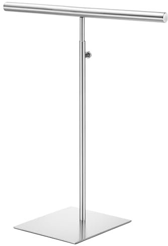 sourcing map Necklace Display Stand Adjustable Height Jewelry Rack T Bar Tabletop Purse Holder for Home Boutique Store - Silver