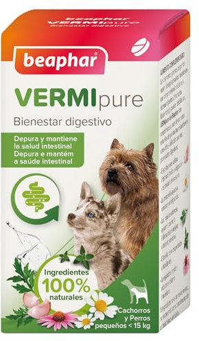 Beaphar VERMIpure Comprimidos Naturales Perros Pequeños <15kg y Cachorros - 50 Comprimidos