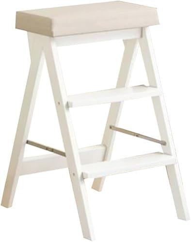 step ladder White step ladder solid wood ladder folding ladder portable step ladders multi-purpose load-bearing 150 kg telescopic ladder Anti-slip ladder
