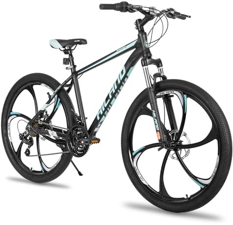 HILAND 26 Pollici Mountain Bike MTB con Telaio in Alluminio Freno a Disco Forcella Ammortizzata 3/6 Ruote a Raggi per Uomo Donna Ragazzo Ragazza Bicicletta Nero/Blu/Arancione/Bianco