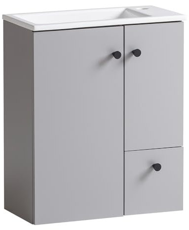 Lomadox Waschtisch 50 cm grau inkl. Waschbecken