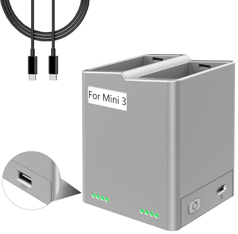 Hub de Charge Rapide 2 Voies Portable pour Batteries de Drone Mini 3/Mini 4 Pro, Comprend Une Fonction de vérification du Niveau de Batterie