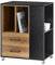 SoBuy Soporte para Impresora Multifuncional Armario de Oficina Mesa Auxiliar con 2 cajones y Puertas Negro 60 x 40 x 75 cm ASK01-PF ES