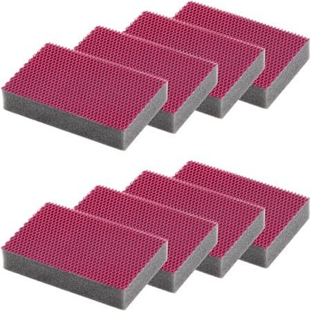 MAYA Estropajo Profesional EVO XL para Todas Las Superficies. Limpia sin Rayar. No Deja Restos de Fibras. Lavables a Máquina. Dimensiones 9x13,5x2,6 cm. Pack 8 Estropajos - (Rojo)