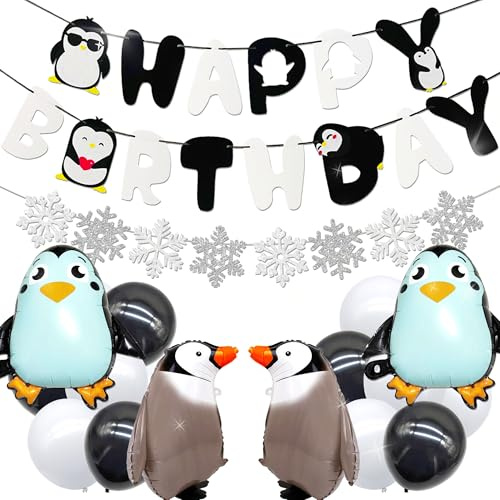 Roaring Good Time Pinguin Geburtstag Partyzubehör Pinguin Geburtstag Luftballons Winter Geburtstags dekoration Schneeflocken Ballons für Wintergeburtstag