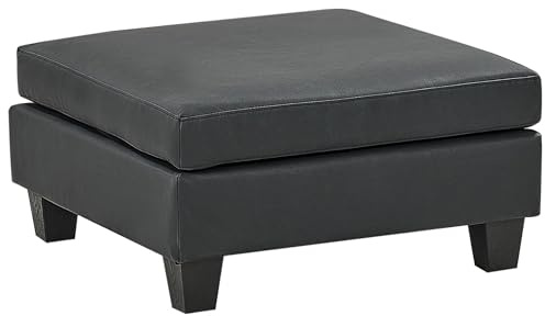 Beliani Modern Faux Leather Upholstered Ottoman Modular Sofa Element Square Footstool Polyester Padded Black Unstad