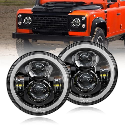 bamotoop Paar 7 Zoll LED Scheinwerfer 4 Modi Beleuchtung Lichter DRL/Blinker/Abblendlicht/High Beam für Jeep Wrangler Ⅲ JK G-Klasse 250 GD Wolf W460 W461 Land Rover Defender 90 110 VW T3 10-30V