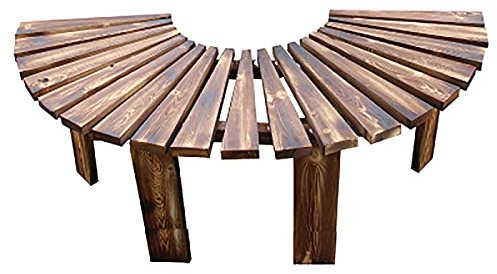 Gartenbank für draußen, halbrunde Baumbank aus Teakholz, Bank aus Massivholz ohne Rückenlehne, runder, runder Sitzstuhl aus Holz für die Terrasse, Retro-Parkmöbel für den Hinterhof (Farbe: B