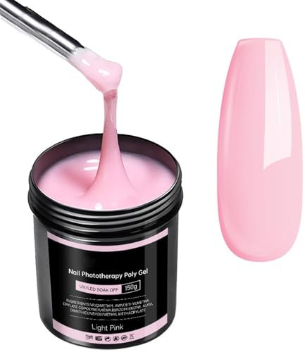 Light Pink Builder Nail Gel – 150g Hard Gel for Nails Large Capacity Strengthen for Extending & Broken Nails Repair Strengthen for Nail Art Manicure