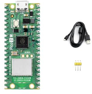 Waveshare Colourful Pre-Soldered Raspberry Pi Pico 2 W with Header RP2350 Microcontroller Board Mini Board Based on Official RP2350 Chip,Supports WiFi and Bluetooth