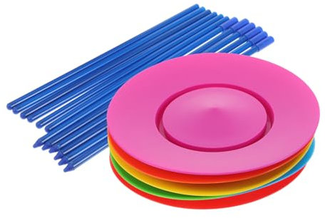 Toyvian 6 Pièces Assiettes Tournantes avec Bâtons pour Jonglerie Assiettes Rotatives pour Jeux pour Spectacles Artistiques
