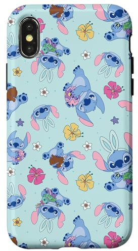 Disney Lilo & Stitch Cute Blue Easter Pastel Stitch Pattern Case for iPhone X/XS
