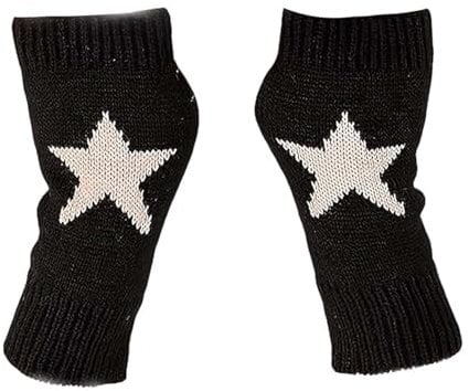 RGEVGER 1 Pair Fingerless Star Printed Knitted, Fingerless Gloves, Knitted Stretchy Glove Fashion Wristband, Warmers Half Finger Glove, for Women'S And Men'S Autumn Winter Warm Gloves