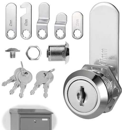 4 clés, 5 types de verrous différents, serrure de boîte aux lettres, serrure de boîte aux lettres de 16 mm, convient aux serrures à levier pour boîtes aux lettres et armoires, durable et polyvalent