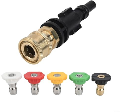 Kit d'adaptateur pour nettoyeur haute pression avec 5 embouts de buse d'alimentation, pour Lavor, Parkside PHD, VAX, Interskol pour marteau Sterwins, raccord femelle à connexion rapide /4