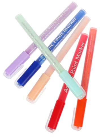 MUCKLILY Manicure Liner Pens and Nail Art Pens Set 6pcs Acrylic Nail Drawing Markers with Pvc Case and Salon Use