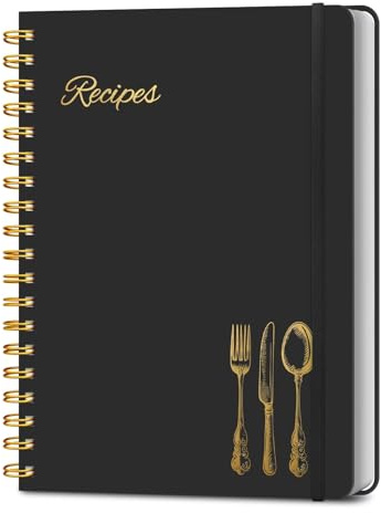 Recipe Book to Write in Your Own Recipes, Spiral Blank Cookbook 150 Recipes | Hardcover Recipe Journal with Ample Space, Waterproof Blank Recipe Notebook for Easy Kitchen Use, Elegant gift - Black