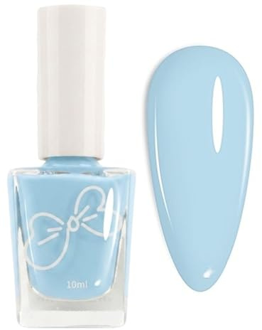 Nail Varnish - Baby Blue Nail Polish - 10ml Breathable Quick Dry Nail Varnish - Spring Summer Pastel Nail Polish Blue Shade For Women DIY Manicure - No Need UV Cure